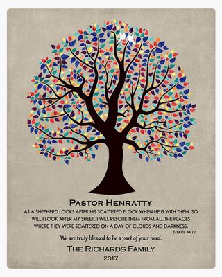 #1 Best Seller - Curly Tree Clergy Appreciation Wall Plaque Gift for Pastor LTC-1464