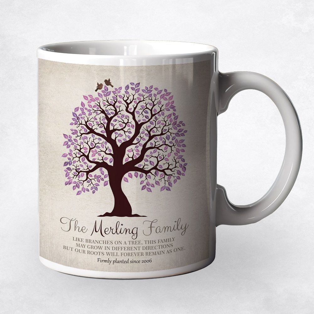 Purple Artful Tree Anniversary Coffee Mug Gift for Couple M-1251