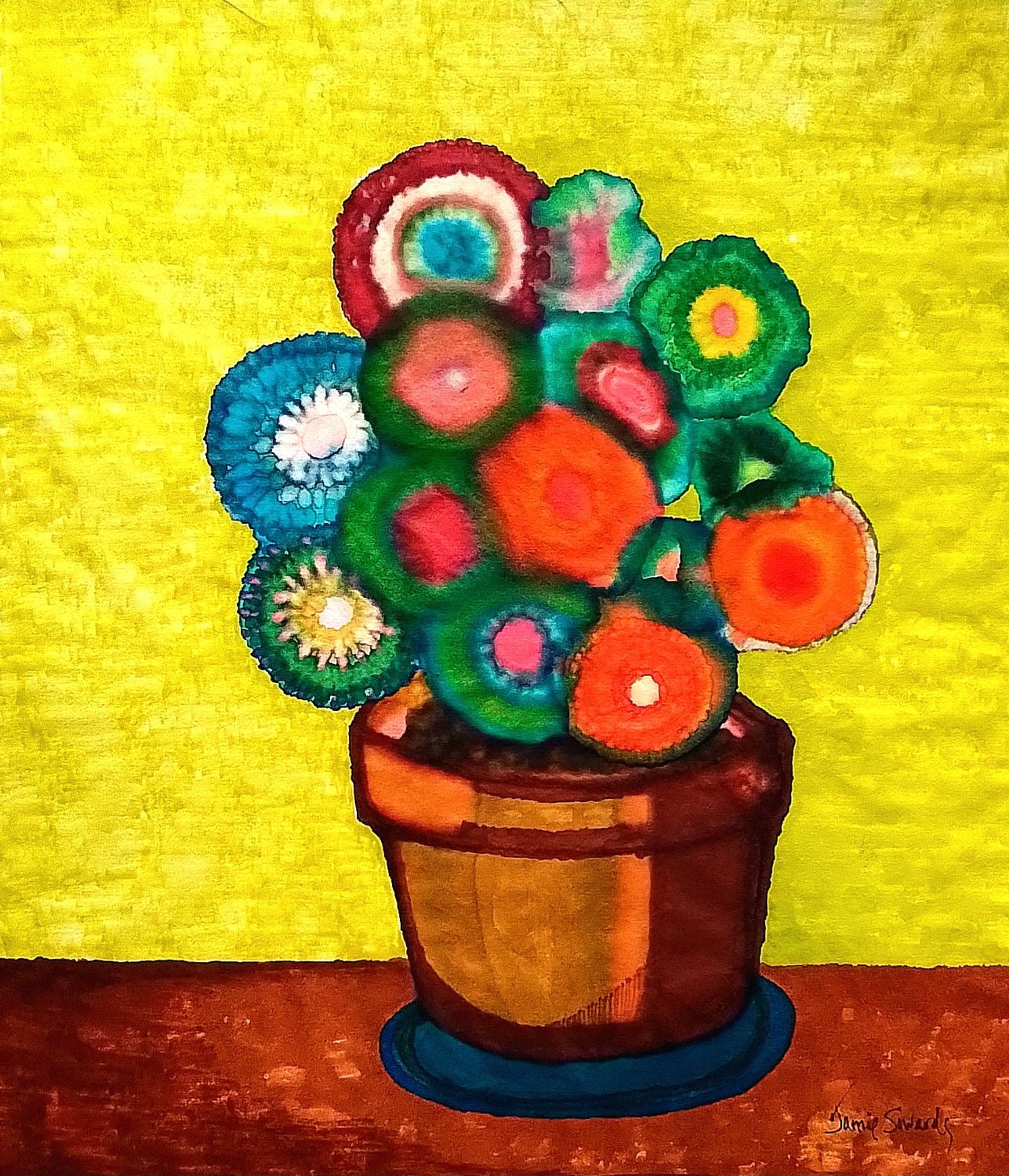 Neon Flowers in a Pot