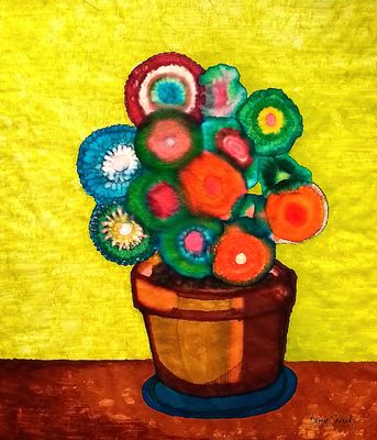 Neon Flowers in a Pot