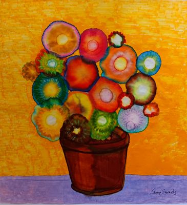 Zinnias in a Pot
