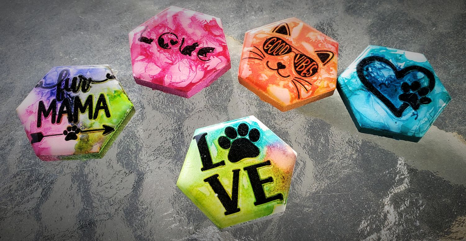 5 Pack Magnets w/ Vinyl, Color: Cats - Tye Dye 1