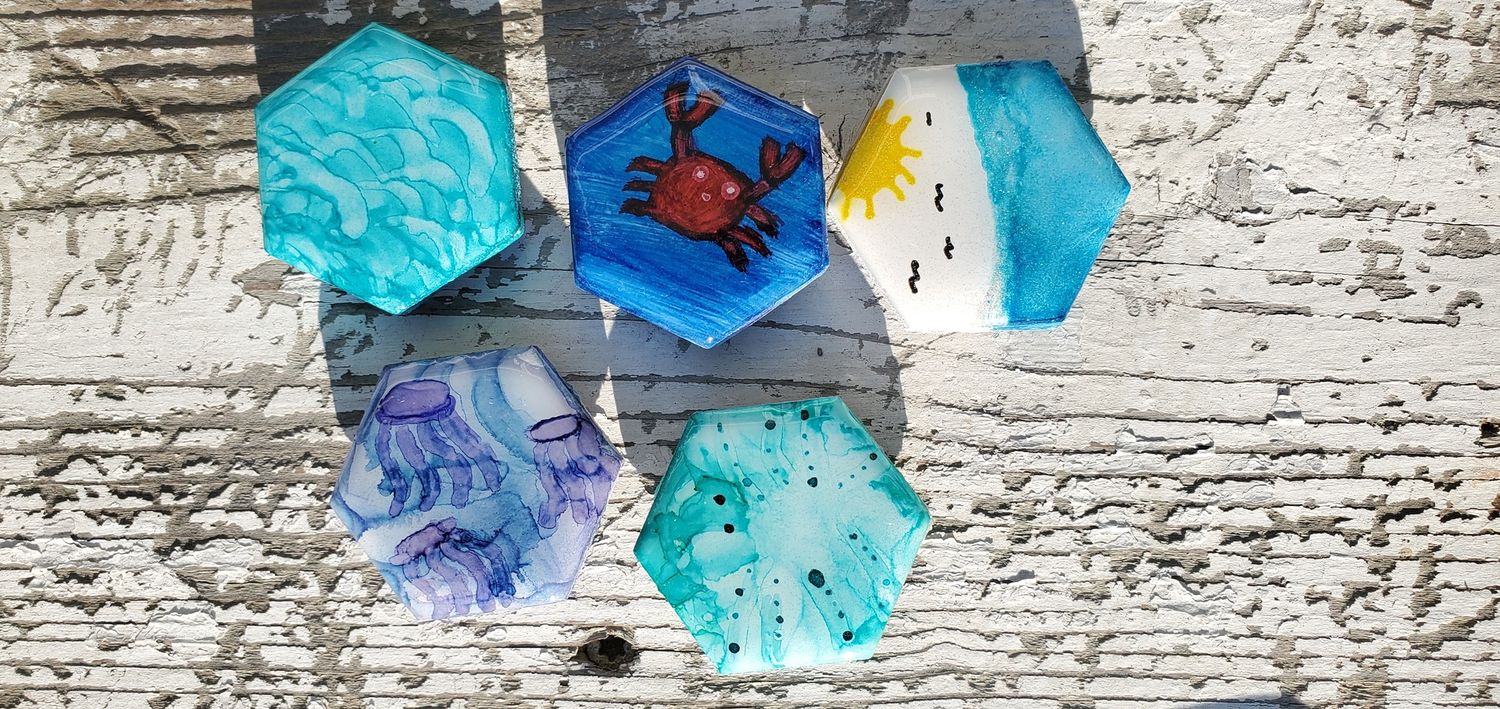 5 Pack Magnets - 1in, Color: Sea