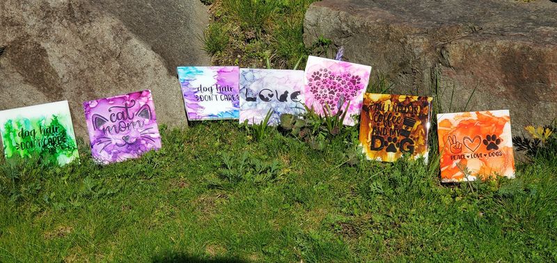 Set of 2 Drink Coasters - Vinyl w/ Resin