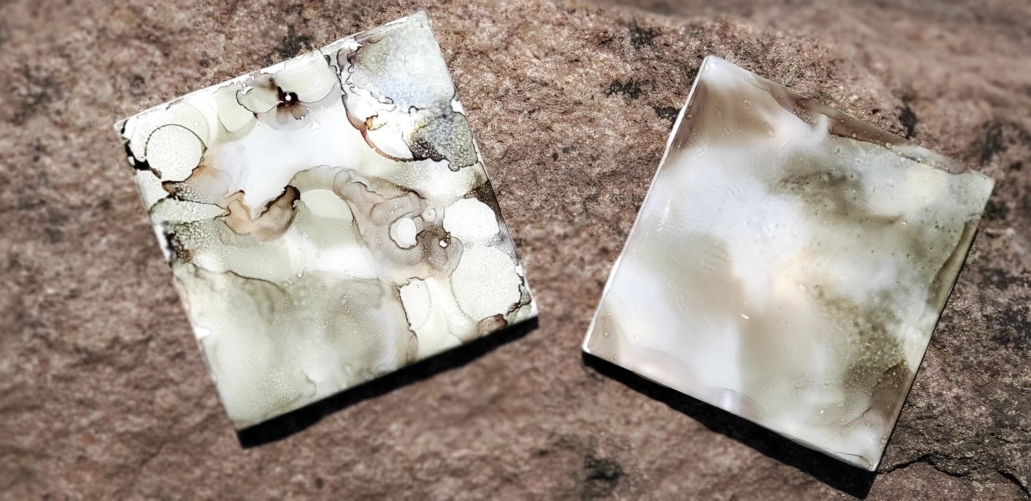 Set of 2 Drink Coasters - No Vinyl w/ Resin, Color: Smokey