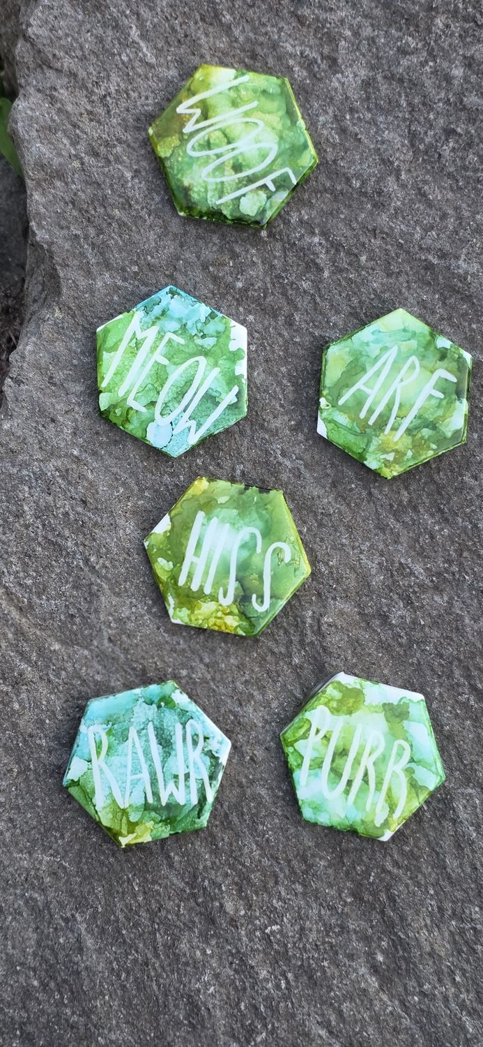 5/6 Pack Magnets - 2in, Color: Green Words