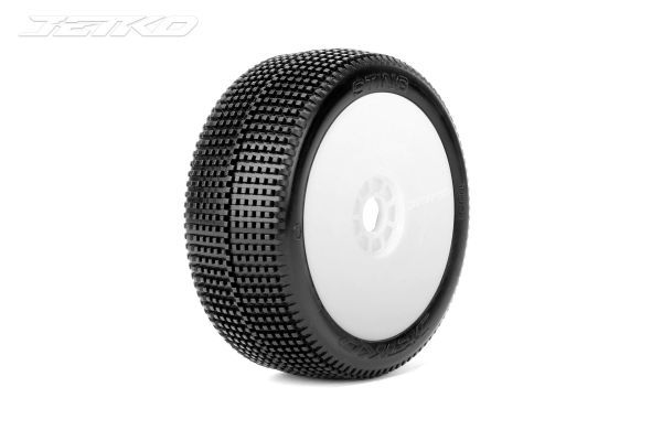 Jetko Pneus Buggy 1:8 Sting Super Soft (2) jantes Revo blanches