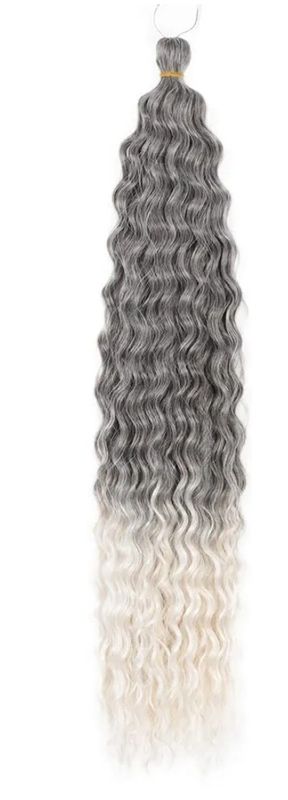 Dark Grey to White blonde ombre water wave