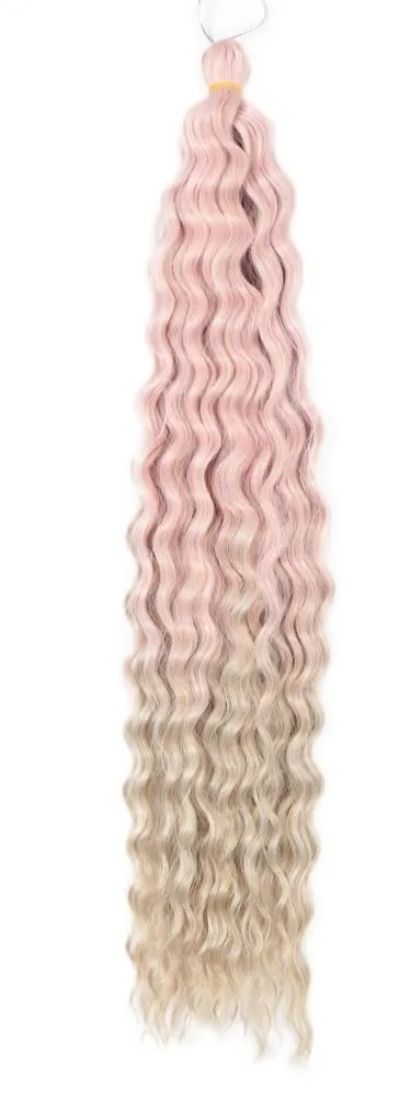 Pink to Medium Blonde ombre water wave
