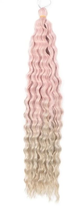 Pink to Medium Blonde ombre water wave