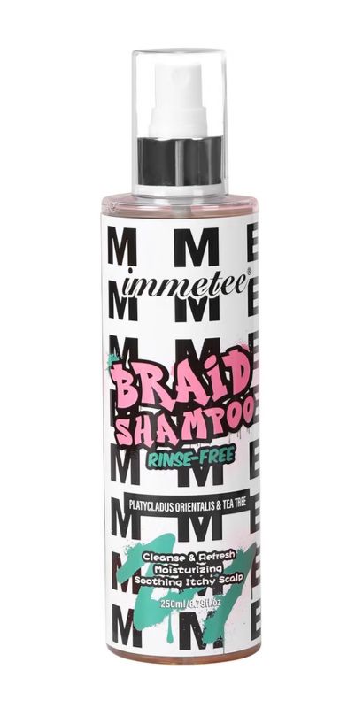 immetee No Rinse Shampoo for Braids &amp; Dreadlock,with Aloe Vera,Olive Oil &amp; Tea Tree Oil,Moisturizing Rinse Free Braid Shampoo Spray Eliminates Odor &amp; Itch 250ml
