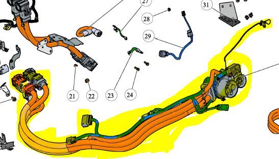 Charging Port HV Wiring Harness CCS1 US - dismounted