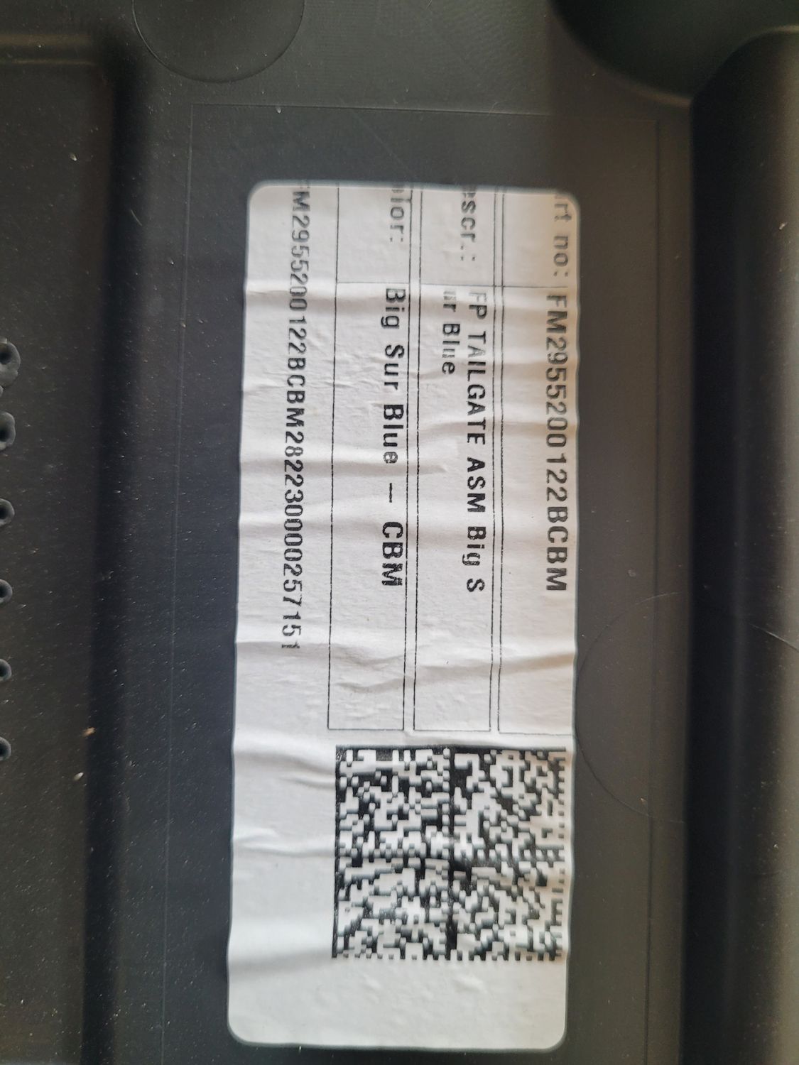 LIFTGATE PLASTIC SKIN ASM big sure blue