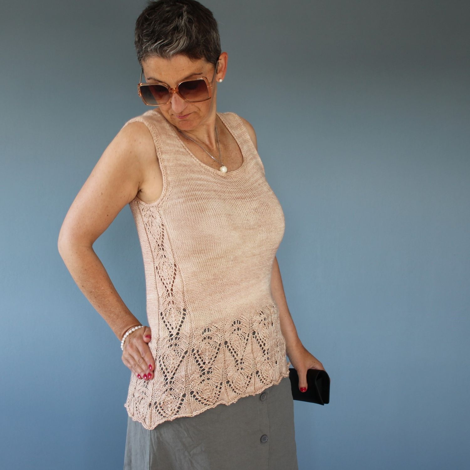 Top-down Sommertop Regensburg | Strickanleitung mit Chart &amp; Tutorials | Elegantes Design für feines Garn