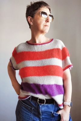 Malika – Strickanleitung für ein top-down Raglan-Shirt oder Sweater mit Streifen