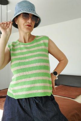 Dolly Top - nahtloses Sommertop mit Streifenmuster und I-Cord Abschlüssen / 4 Doppelgrößen