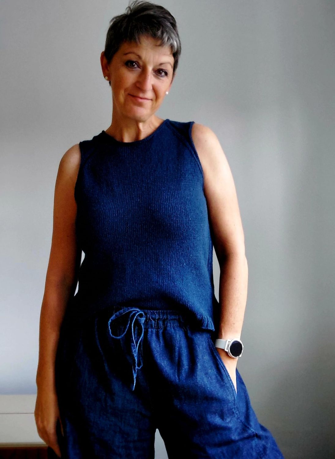 Jeans Top - Strickanleitung sportliches Top – wandelbar als Slipover