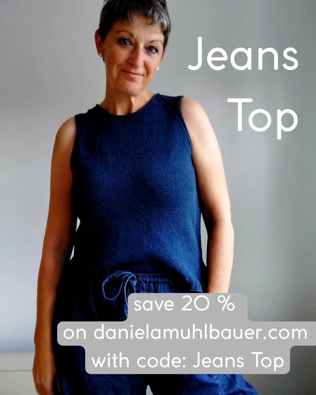 Jeans Top - Strickanleitung sportliches Top – wandelbar als Slipover