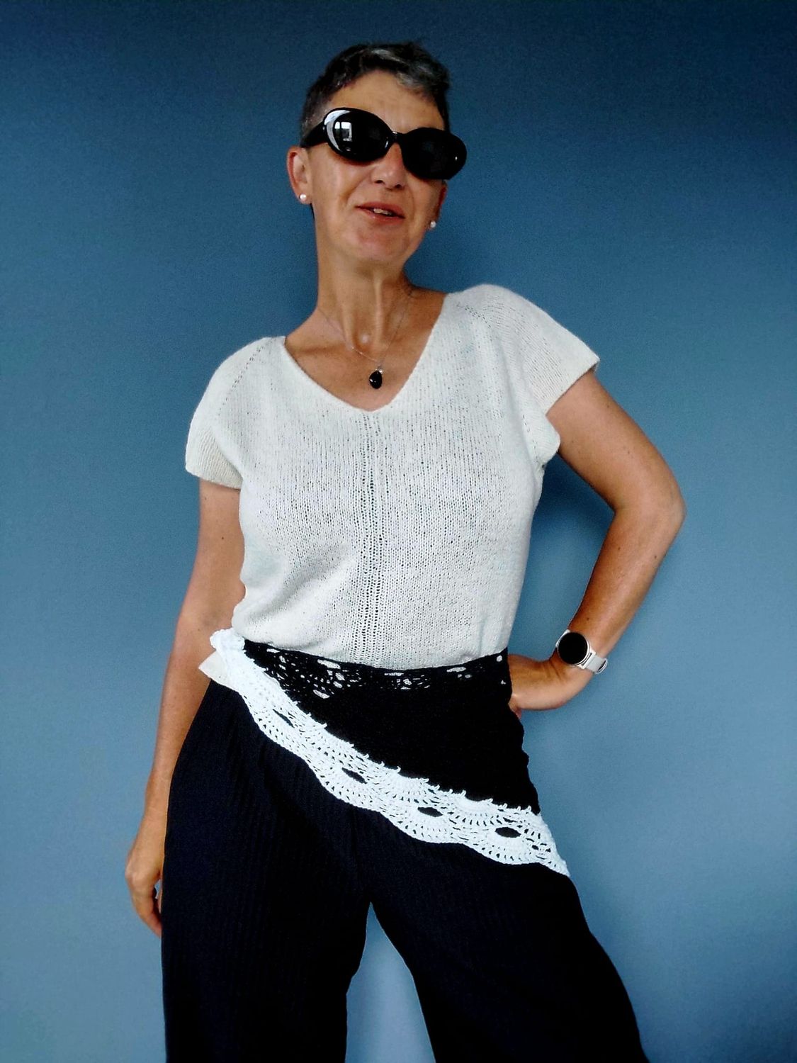 Moon River - sportlich-eleganten Raglanpullover mit V-Ausschnitt und langen oder kurzen Ärmeln