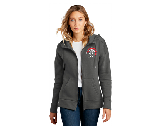 DT1104 District® Women’s Perfect Weight® Fleece Drop Shoulder Charcoal Full-Zip Hoodie