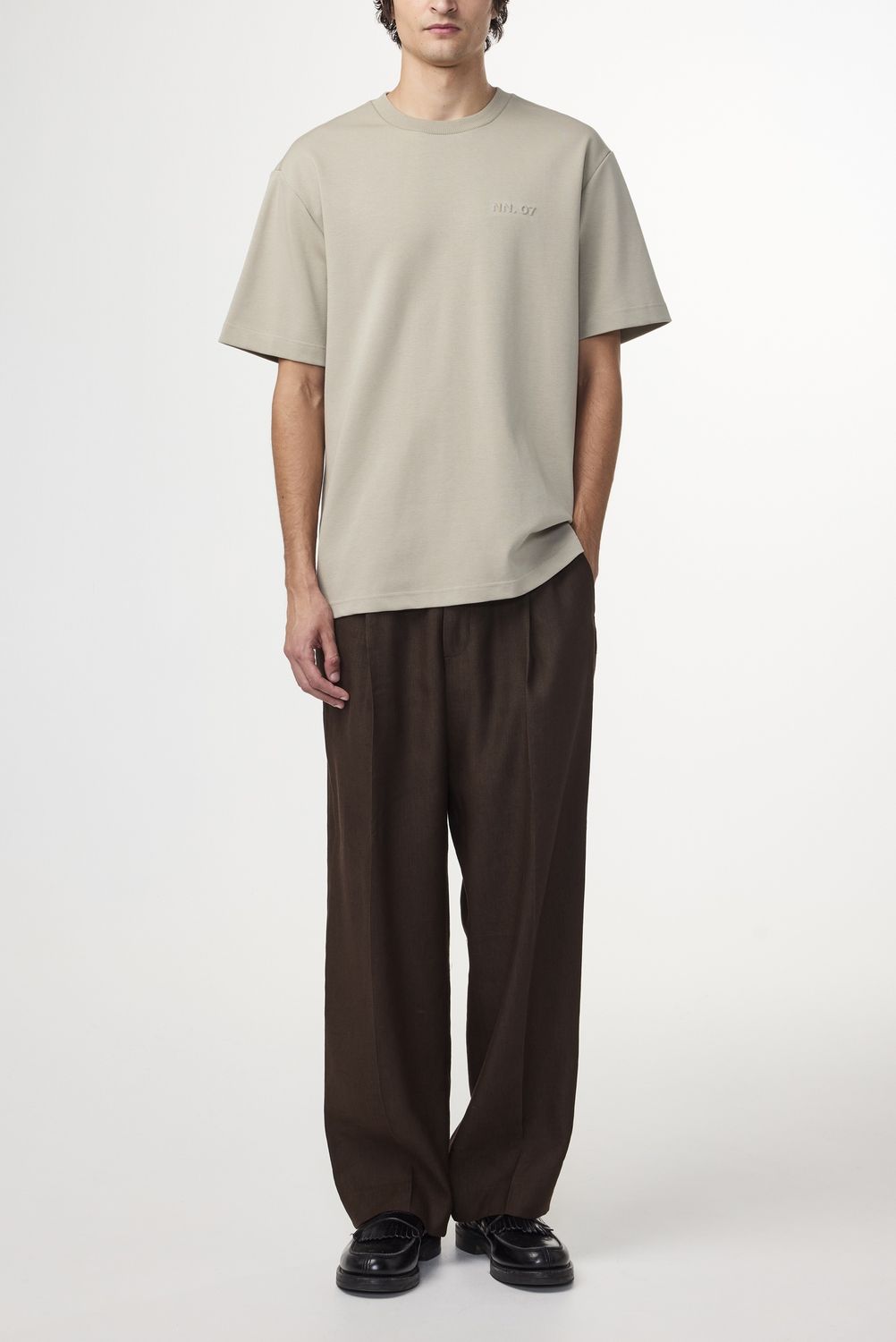 NN07 Nat SS Logo Tee 3457 Sage Green