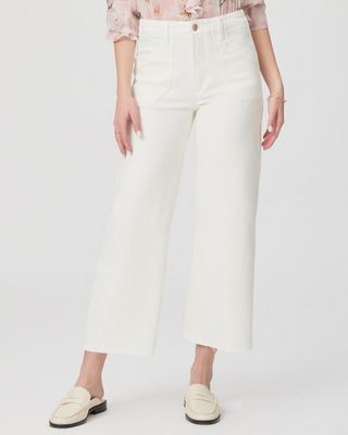Paige Anessa High-Rise Wide Leg Utility Pocket Ecru