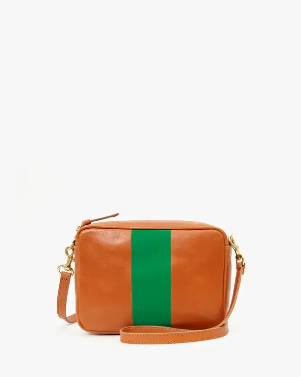 Clare V Midi Sac Tan w/Green Stripe