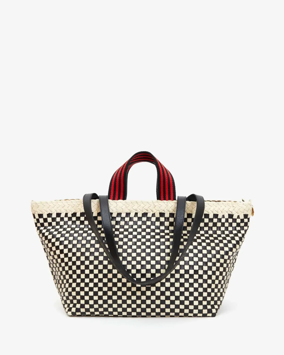 Clare V Bateau Tote Black/Cream Check