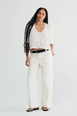 Free People Palmer Cuffed Jean Eggshell