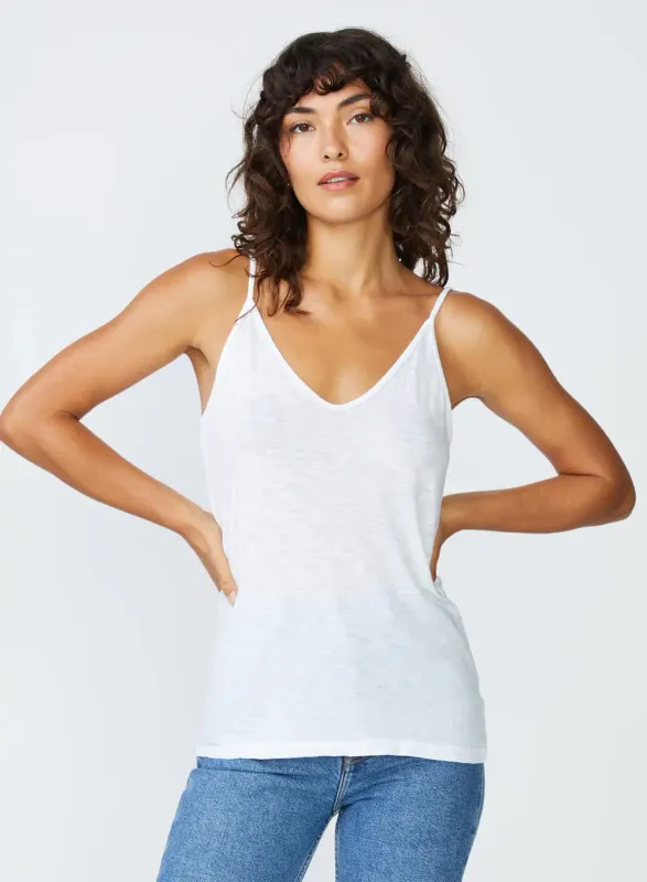 Stateside  Supima Slub V-Neck Cami, Color: White, Size: XS