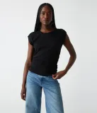 Michael Stars Joni Crew Neck Shoulder Top, Color: Black, Size: XS