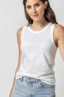 Lilla P Back Seam Tank, Color: White, Size: XS