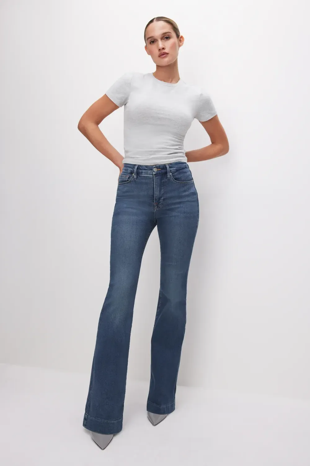 Good American Good Legs Flare Blue004, Color: Blue004, Size: 25