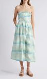 Du Paradis Marseille Midi Dress , Color: Ocean Green Stripe, Size: XS