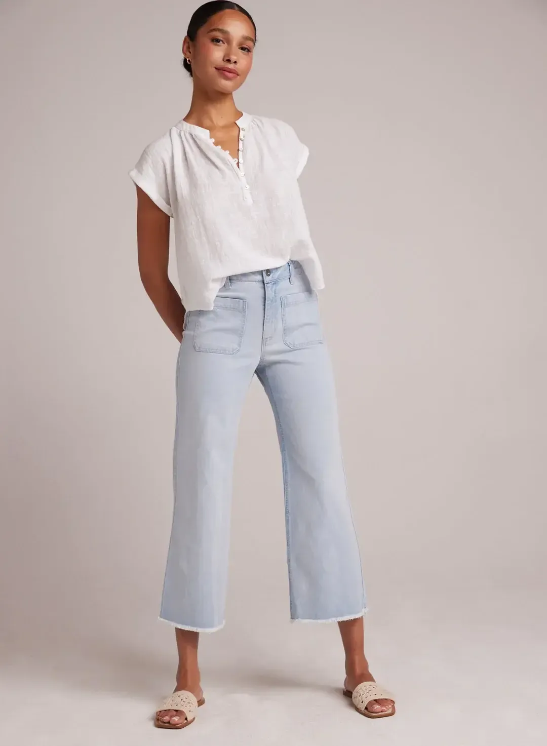 Bella Dahl Sarah Wide Leg Crop Pant, Color: Ocean Mist, Size: 25