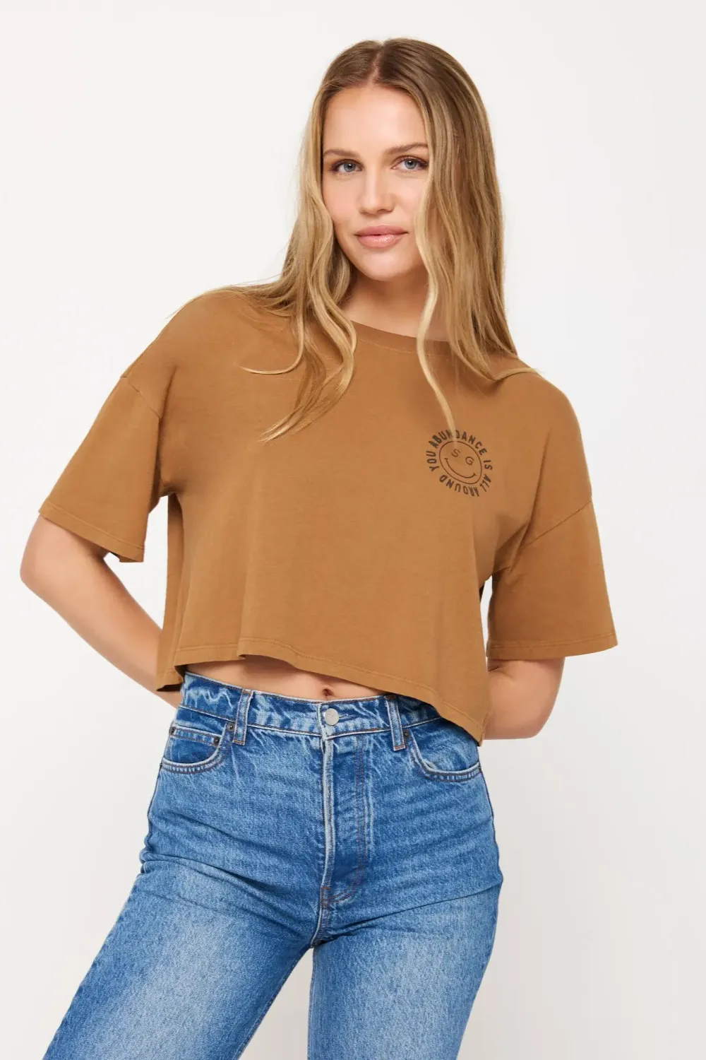 Spiritual Gangster Abundance Kaylee Crop Tee Dolce, Color: Dolce, Size: XS