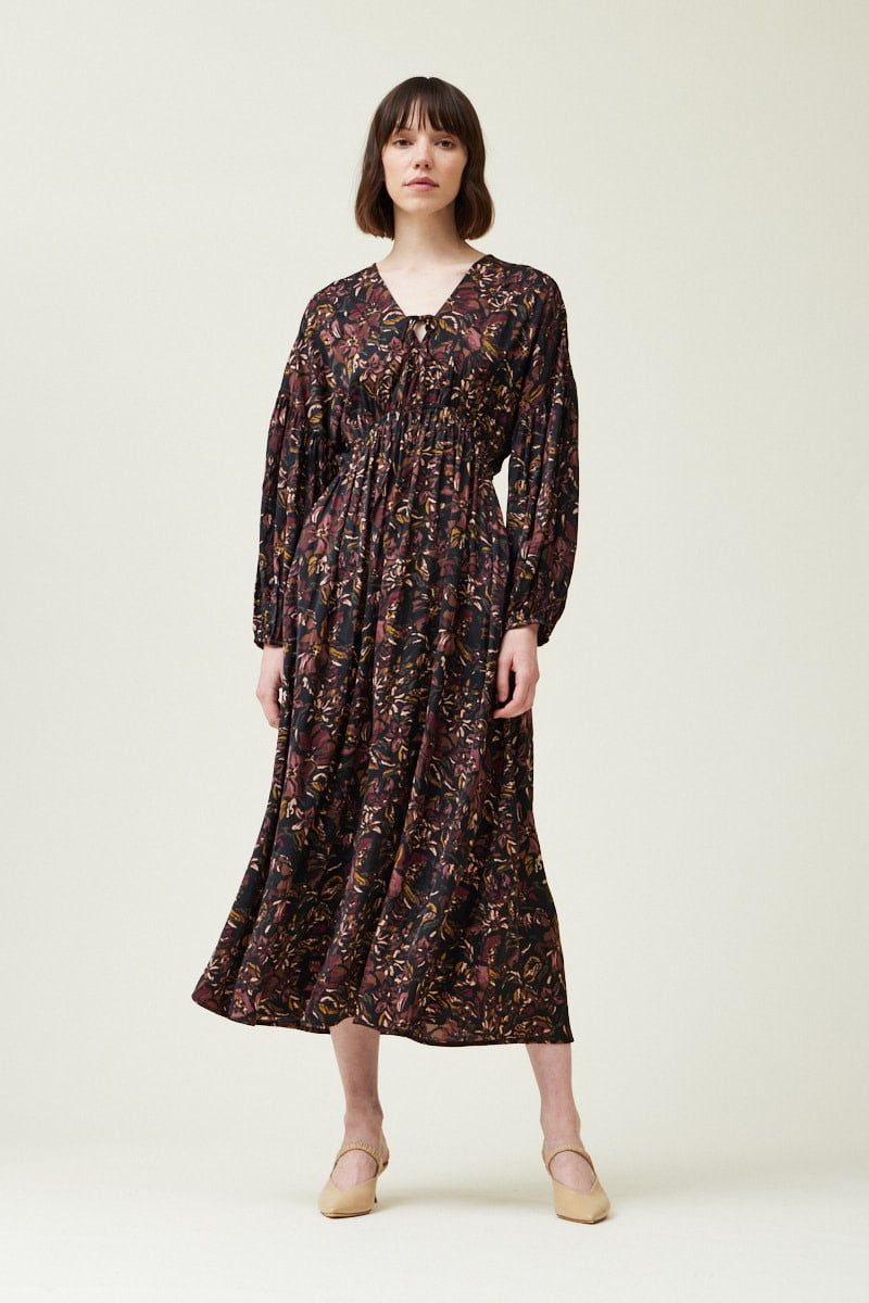 G&amp;G Printed Satin Midi Dress Black, Color: Black, Size: S