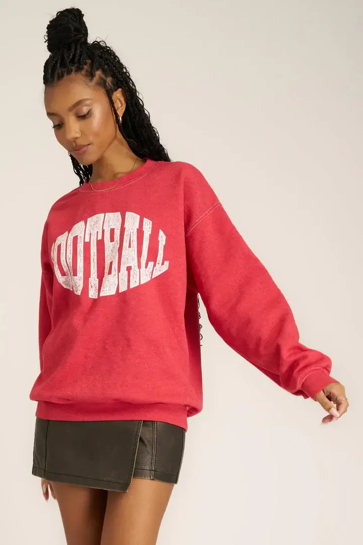 Project Social T “Football” Red Dahlia, Color: Red Dahlia, Size: S/M