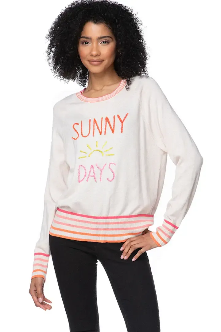 Golden Sun &quot;Sunny Days&quot; Crewneck Sweater , Color: Calico/Pink, Size: XS/S