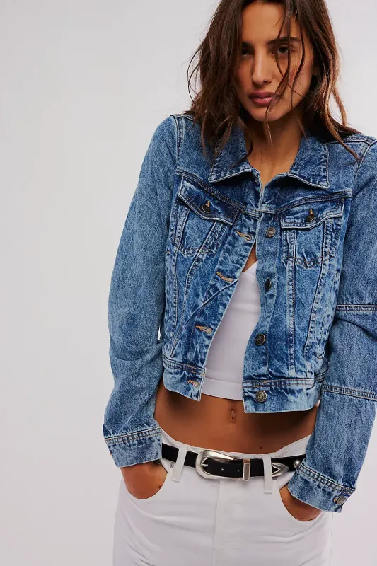 Free People Rumors Denim Jacket , Color: Light Indigo, Size: S