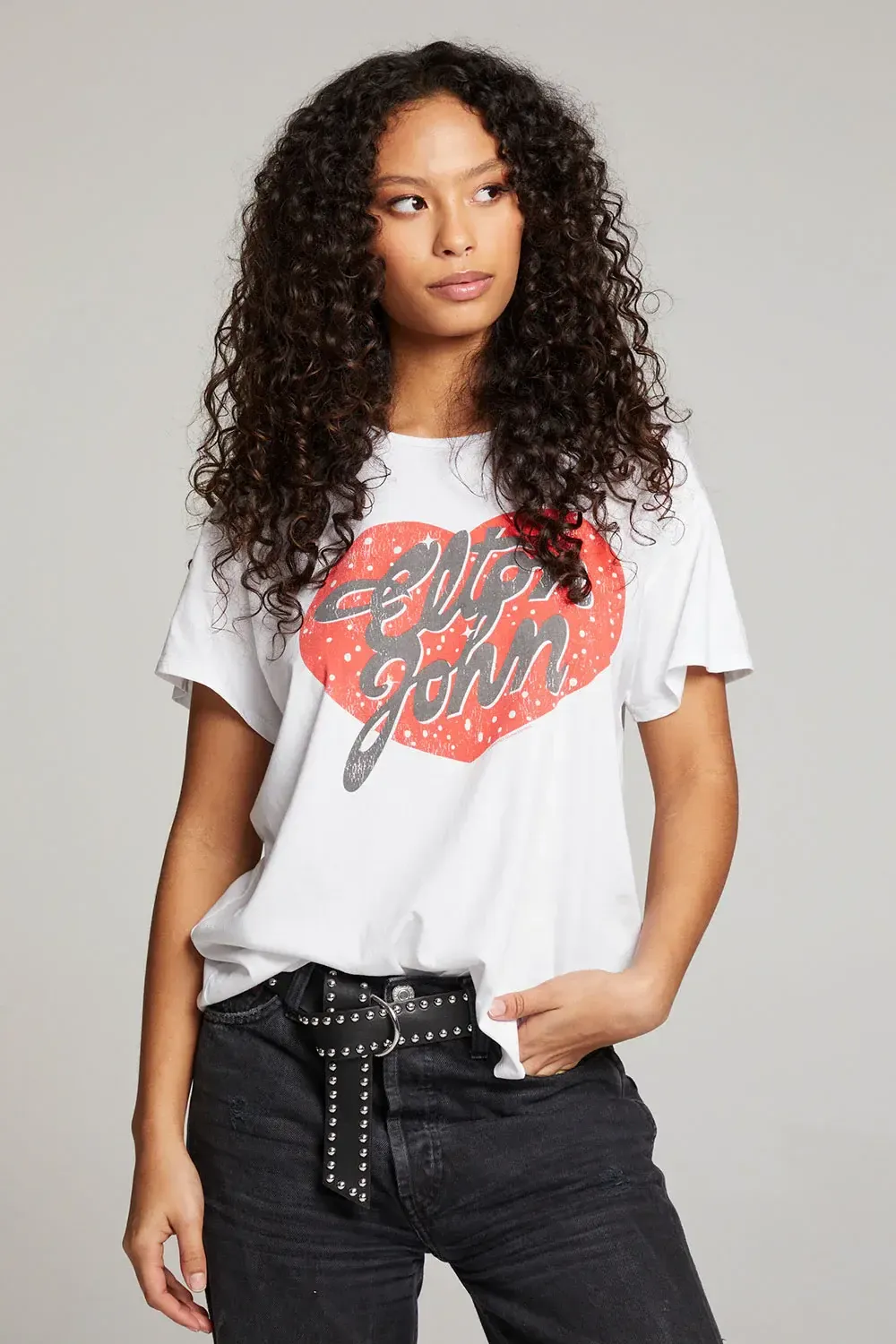 Chaser &quot;Elton John&quot; Logo Heart Tee, Color: White, Size: XS