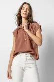 Lilla P Easy Yoke Blouse , Color: Burnt Sienna, Size: S