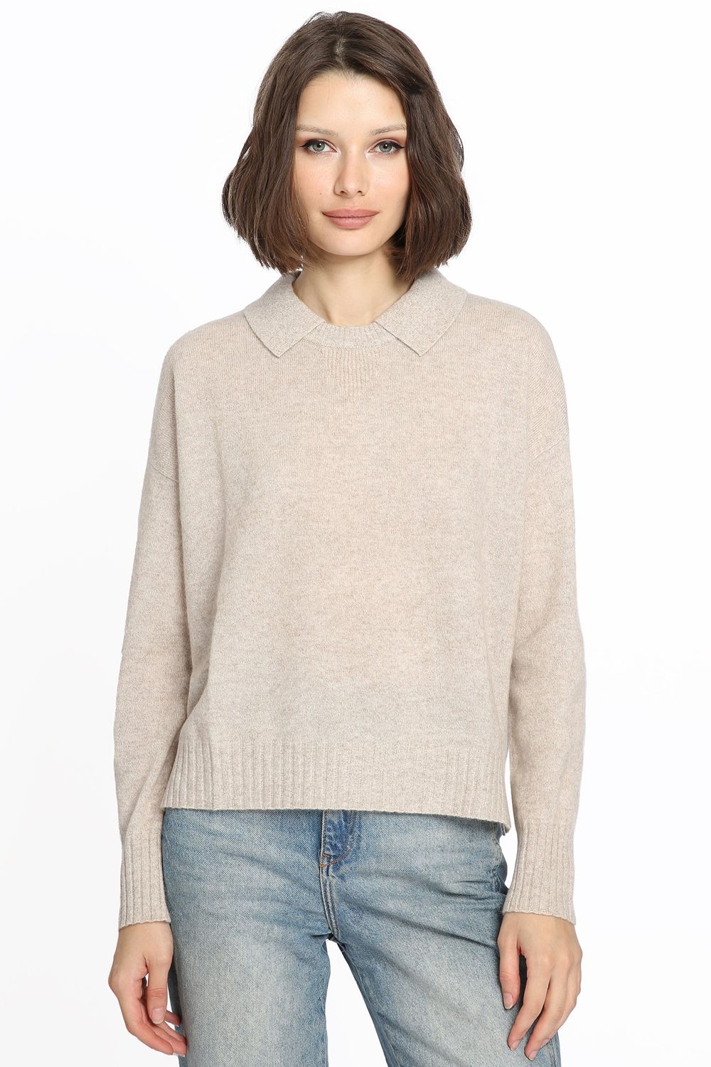 Minnie Rose Cashmere Crew w Collar