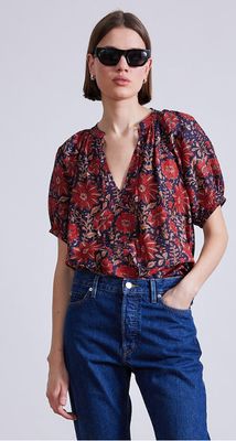 A Piece Apart Lumina Popover Top Scarlet
