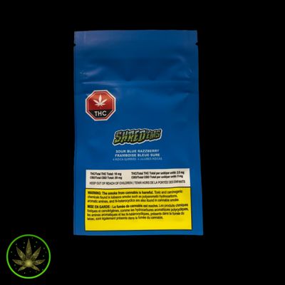 Sour Blue Razzberry, SHRED'EMS (4/pk) Soft Chews