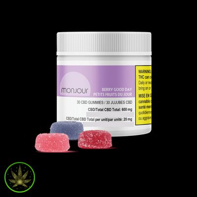 Berry Good Day CBD 20mg, Monjour (30/pk) Soft Chews