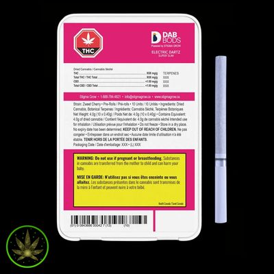 Cherry Electric Dartz (Zweet Cherry), Dab Bods (10x0.4g) Super Slim Pre-Rolls