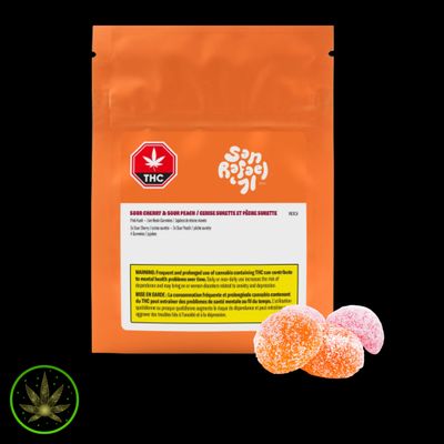 Sour Cherry and Peach Live Resin Mixed, San Rafael '71 (4/pk) Soft Chews