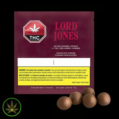 Chocolate Fusions Salted Caramel Crunch 1:1 THC|CBD, Lord Jones (5/pc) Chocolate