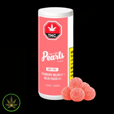 Strawberry Melon CBN4:THC1, Pearls by gron (5/pk) Soft Chews